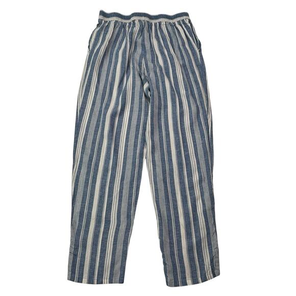 Anthropologie Maeve Women's Size 8 Striped Linen Blend Elastic Waist‎ Crop Pants - Picture 15 of 16